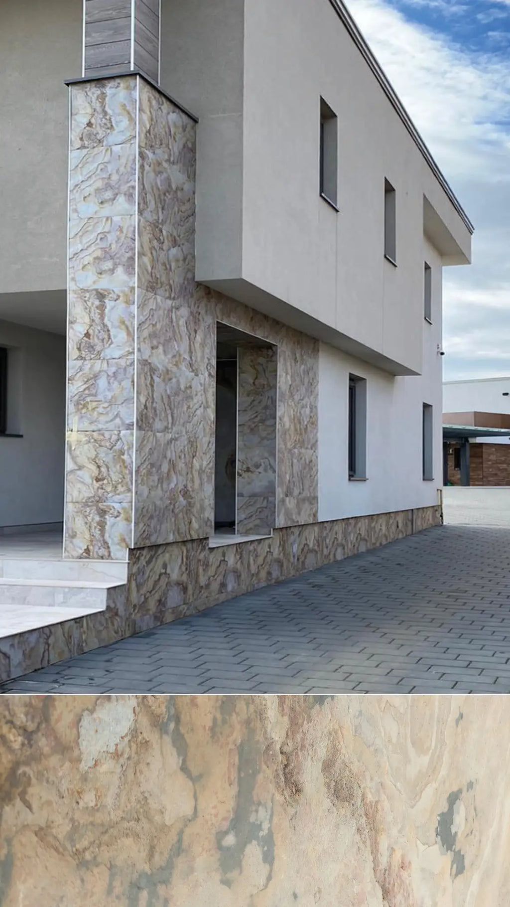 Stonevo Stone Veneers for ZIP Facade System. Falling Leaves.